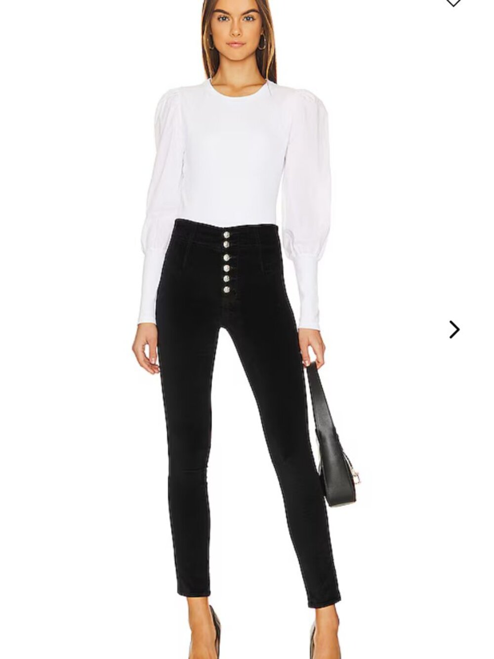 Veronica Beard Jeans Donovan White Ribbed Puff Sleeve Top M $198 - Picture 2 of 10